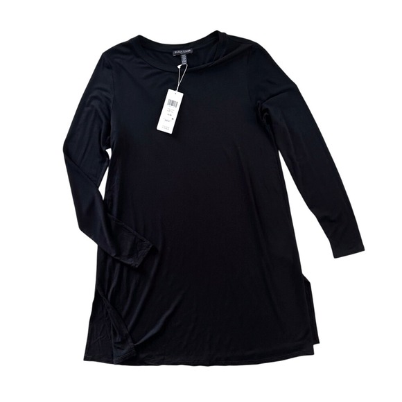 Eileen Fisher Round Neck Viscose Jersey Tunic Side Slits - PS - Picture 1 of 9